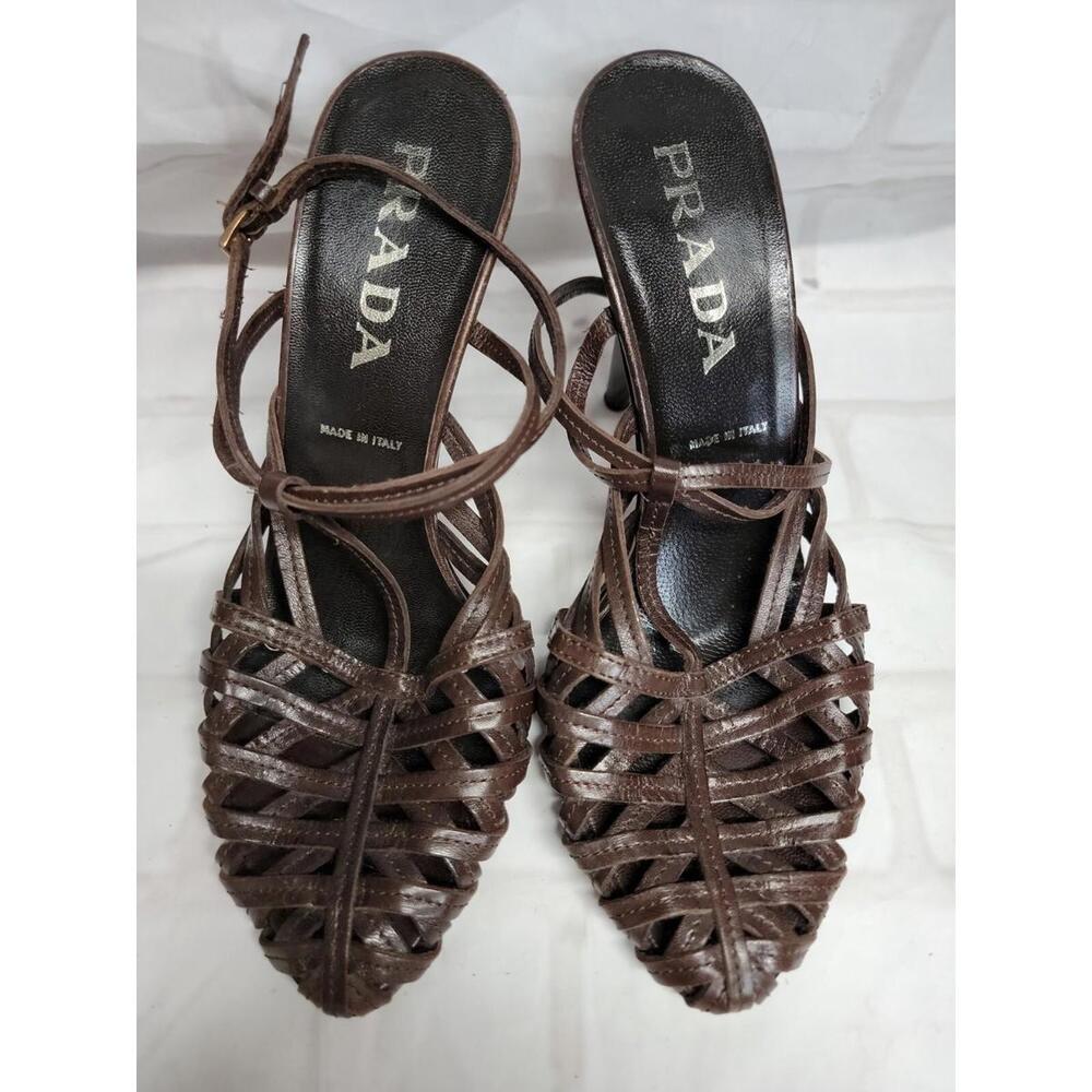 Prada Shoes Made In Italy 37.5/US 7.5 COLOR DARK BROWN - Picture 9 of 10